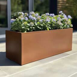 Woven Wood 120cm Zinc Galvanised Copper Trough Planter - thumbnail 6
