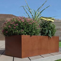 Woven Wood 120cm Zinc Galvanised Copper Trough Planter - thumbnail 5