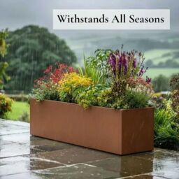 Woven Wood 120cm Zinc Galvanised Copper Trough Planter - thumbnail 9