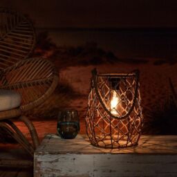 mysmartbuy Solar Powered Sardengna Natural Rope Lantern - Weatherproof Freestanding or Hanging Outdoor Garden LED Lamp Light - H21 x 17.5cm - thumbnail 4