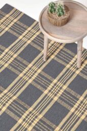 Homescapes Douglas Tartan Check Non-Slip 100% Wool Rug in Grey - Size: 120 cm x 170 cm - thumbnail 1