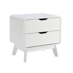 Home Source 2 Drawer Bedside Scandi Legs Home Bedroom Nightstand Lamp Side Table in White - thumbnail 7