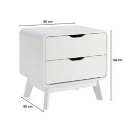 Home Source 2 Drawer Bedside Scandi Legs Home Bedroom Nightstand Lamp Side Table in White - thumbnail 8
