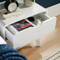 Home Source 2 Drawer Bedside Scandi Legs Home Bedroom Nightstand Lamp Side Table in White - thumbnail 6