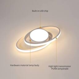 Goeco Modern LED Ceiling Light, Flat White Planets, 39W, for Bedroom, 3000K - thumbnail 6
