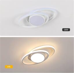 Goeco Modern LED Ceiling Light, Flat White Planets, 39W, for Bedroom, 3000K - thumbnail 7