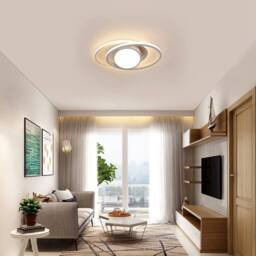 Goeco Modern LED Ceiling Light, Flat White Planets, 39W, for Bedroom, 3000K - thumbnail 2