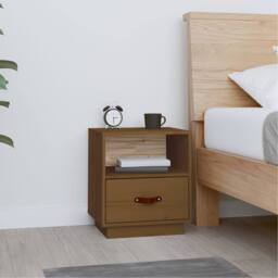 Berkfield Home Bedside Cabinet Honey Brown 40x34x45 cm Solid Wood Pine - Size: 40 x 34 x 45 cm - thumbnail 2