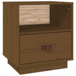 Berkfield Home Bedside Cabinet Honey Brown 40x34x45 cm Solid Wood Pine - Size: 40 x 34 x 45 cm