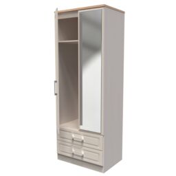 Ready Assembled 2 U Norfolk Tall 2 Door 2drw Mirrored Wardrobe (Ready Assembled) in Taupe - thumbnail 5