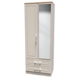 Ready Assembled 2 U Norfolk Tall 2 Door 2drw Mirrored Wardrobe (Ready Assembled) in Taupe - thumbnail 3
