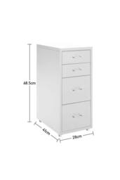 Living and Home Movable Vertical File Cabinet with 4 Drawers in White - thumbnail 6