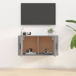 Berkfield Home Wall Mounted TV Cabinet Grey Sonoma 80x34.5x40 cm - thumbnail 3