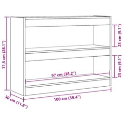 Berkfield Home Bookcase/Room Divider - Artisan Oak - 100x30x72 cm - Made from Engineered Wood in Brown - Size: 100 x 30 x 72 cm - thumbnail 9