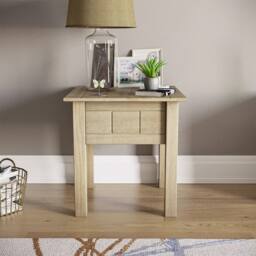 FORGEVIO Solid Pine Side Table Lamp Plant Stand, Wooden Furniture for Hallway in Brown - thumbnail 4