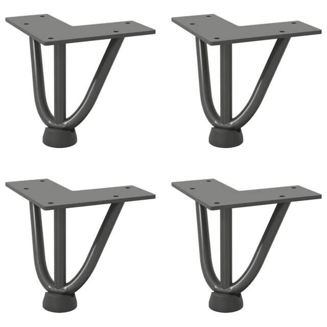 Berkfield Home Hairpin Table Legs 4 pcs Anthracite 10 cm Solid Steel in Charcoal - image 1