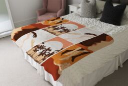 Benjamin Tate Design abstract & floral collages, landscape scenes Designer Blanket in Natural - Size: 120 cm x 150 cm - thumbnail 4