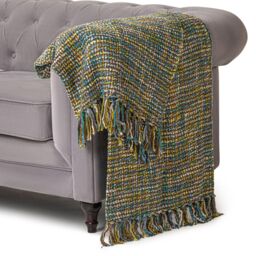 Luxury Living 100% Acrylic Throw - 180cm x 115cm - Blue/Green - Size: 180 cm x 115 cm - thumbnail 2