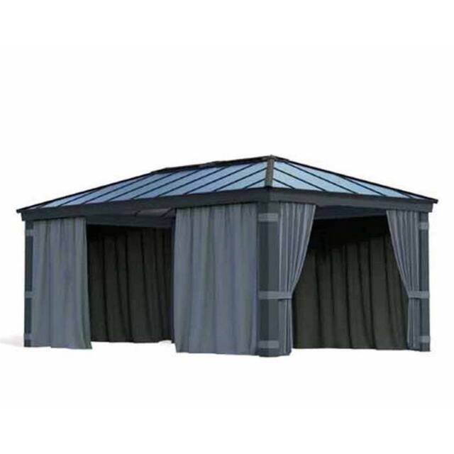 Palram Curtain Set for Dallas 12 x 20 Gazebo - L212 x W507 cm - Dark Grey - image 1