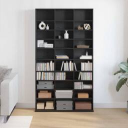 Berkfield Home Elegant CD Cabinet Black oak Engineered wood 101 x 23 x 177.5 cm - thumbnail 4