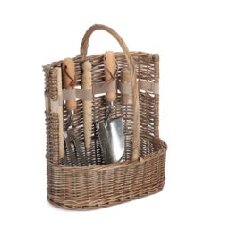 Red Hamper Wicker Antique Wash Deluxe Garden Tool Basket in Grey - Size: Large