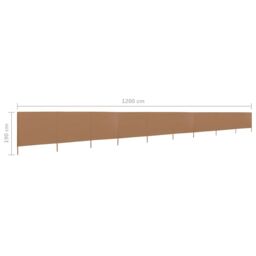 Berkfield Home 9-panel Wind Screen Fabric 1200x160 cm Taupe in Beige - thumbnail 6