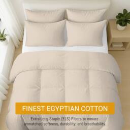 Grace 100% Egyptian Cotton Duvet Cover Set 400 TC with Zipper Closure in Taupe - Size: Double - thumbnail 3
