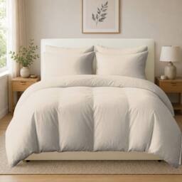 Grace 100% Egyptian Cotton Duvet Cover Set 400 TC with Zipper Closure in Taupe - Size: Double - thumbnail 2