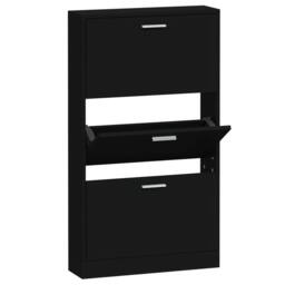 Berkfield Home Shoe Cabinet Black 59x17x108 cm Engineered Wood - Size: 59 x 17 x 108 cm - thumbnail 1