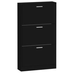 Berkfield Home Shoe Cabinet Black 59x17x108 cm Engineered Wood - Size: 59 x 17 x 108 cm - thumbnail 5