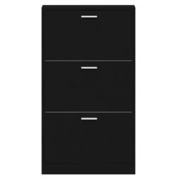 Berkfield Home Shoe Cabinet Black 59x17x108 cm Engineered Wood - Size: 59 x 17 x 108 cm - thumbnail 6