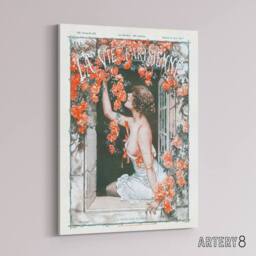 "Artery8 La Vie Parisienne Magazine Cover Roses Month Canvas Wall Art Print in Red - Size: W12"" x H16""" - thumbnail 2