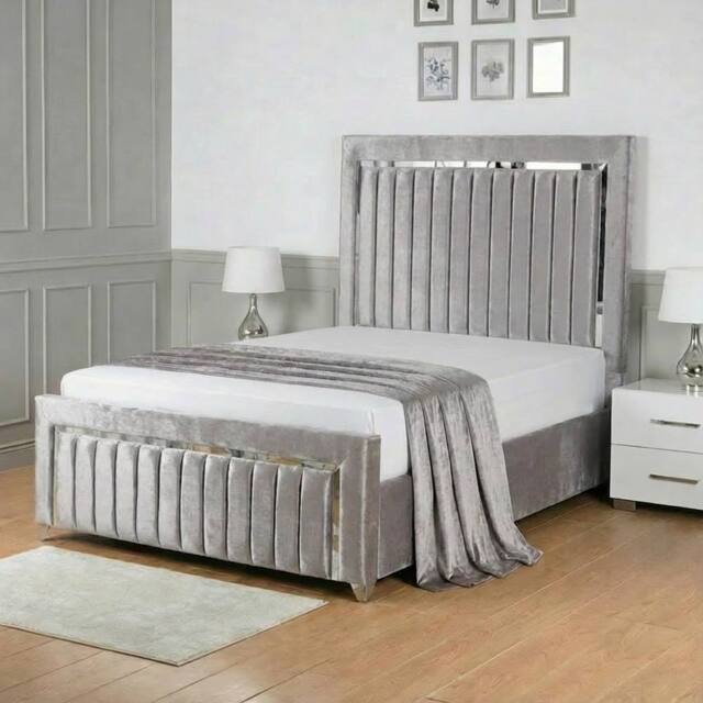 Living Comfort Bedz Chrome Edge Ottoman Gas Lift Storage Bed with 48 Inch Headboard in Silver - Size: Super King - image 1