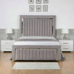 Living Comfort Bedz Chrome Edge Ottoman Gas Lift Storage Bed with 48 Inch Headboard in Silver - Size: Super King - thumbnail 2
