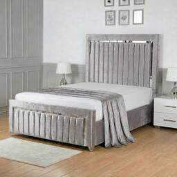 Living Comfort Bedz Chrome Edge Ottoman Gas Lift Storage Bed with 48 Inch Headboard in Silver - Size: Super King - thumbnail 1