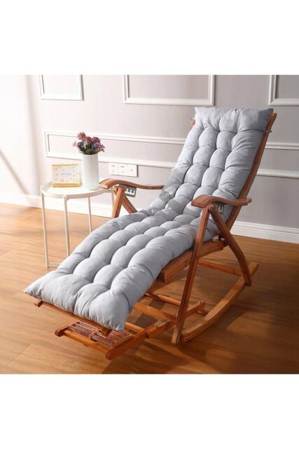 H&O Direct 160cm L x 50cm W Replacement Seat Cushion for Garden Lounger Chair in Grey - Size: 160 cm L x 50 cm W - image 1