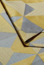 Alan Symonds Skandi Geometric Jacquard Fully Lined Taped Curtains in Yellow - Size: 229 cm width x 183 cm drop - thumbnail 3