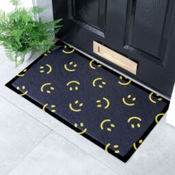 Artsy Mats Smiley Indoor & Outdoor Doormat - 70x40cm in Black - Size: 40 cm x 70 cm - thumbnail 1