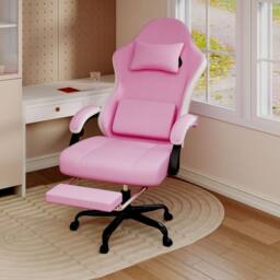 Levede Office Desk Chair Fabric Gaming Recliner Adjustable Height Swivel in Pink - thumbnail 2