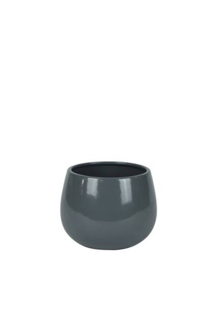 KDMD Hortus Glossy Grey London Pot 12cm H x 13cm Dia 2 Pack - image 1