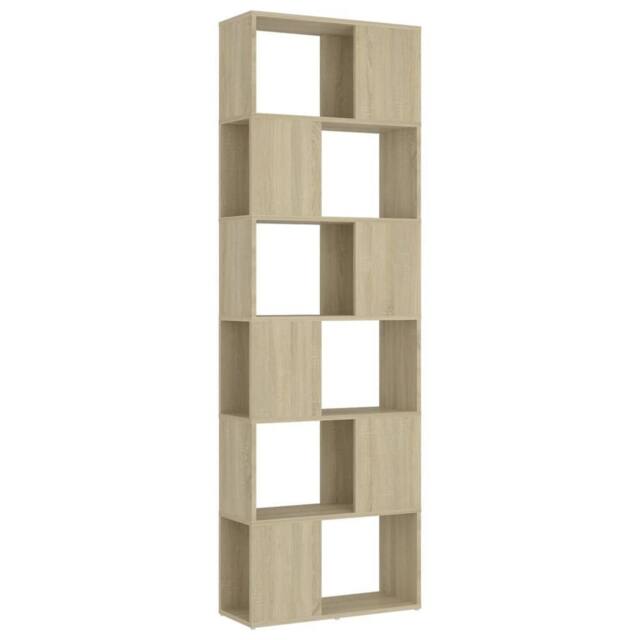 Berkfield Home Book Cabinet Room Divider Sonoma Oak 60x24x186 cm Engineered Wood in Light Oak - Size: 60 x 24 x 186 cm - image 1