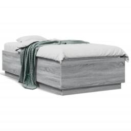 Berkfield Home Durable Bed Frame with LED without Mattress Grey Sonoma 75x190 cm - Size: Small Single - thumbnail 5