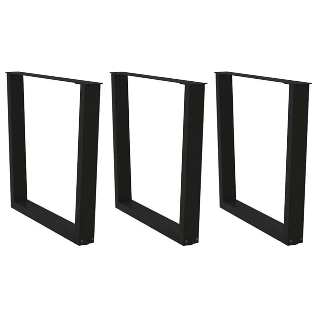 Berkfield Home Dining Table Legs V-Shape 3 pcs Black 80x(72-73.3) cm Steel - image 1