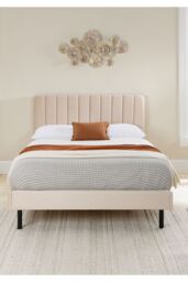 Aspire Rosella Upholstered Bed in Cream - Size: Small Double - thumbnail 2