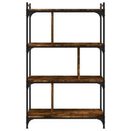 Berkfield Home Bookcase 4-Tier Smoked Oak 76x32x123 cm Engineered Wood in Brown - Size: 76 x 32 x 123 cm - thumbnail 4