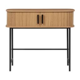 Wyld and Coco Console Table Light Brown with Black Metal Legs 80x30 cm - thumbnail 5