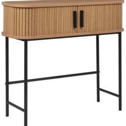 Wyld and Coco Console Table Light Brown with Black Metal Legs 80x30 cm - thumbnail 2
