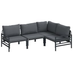Berkfield Home Garden Sofa Set 4 pcs Anthracite Steel - thumbnail 2