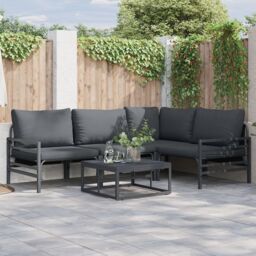 Berkfield Home Garden Sofa Set 4 pcs Anthracite Steel - thumbnail 1