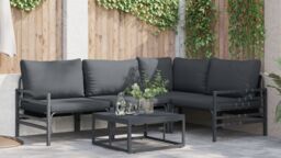 Berkfield Home Garden Sofa Set 4 pcs Anthracite Steel - thumbnail 4